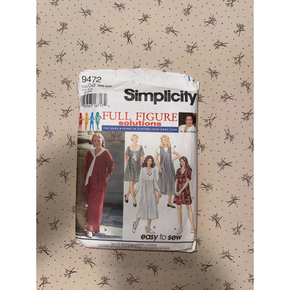 Simplicity 9472 Full Figure Solutions Dress Jumper Jumpsuit Pattern 26W-32W 1995